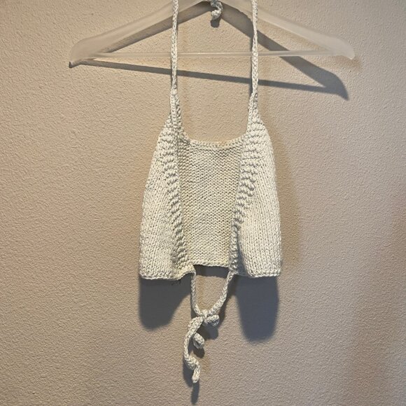 Light Blue Knit Halter Top Summer‎ Beachwear One Size - Picture 5 of 5